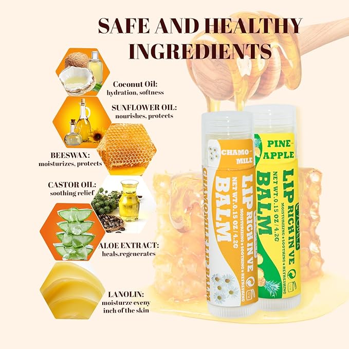 Lip Balm Variety Pack - 9 Delicious Flavors - Natural Lip Balm in Bulk with Vitamin E and Coconut Oil - Moisturizing, Soothing, and Repairing Dry and Chapped Lips-VivaGrace Women