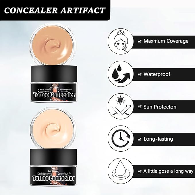 Tattoo Cover Up, Invisible Waterproof Concealer,Long Lasting Professional Skin Makeup Concealer Kit for Body Leg Tattoo, 2 Colors,30gX2-VivaGrace Women