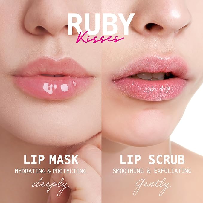 Ruby Kisses Intensive Lip Mask, Ultra Hydrating Overnight & Day Use, Jojoba Oil & Shea Butter Enriched for Nourished Lips, Antioxidant Formula for Protect & Soften-VivaGrace Women