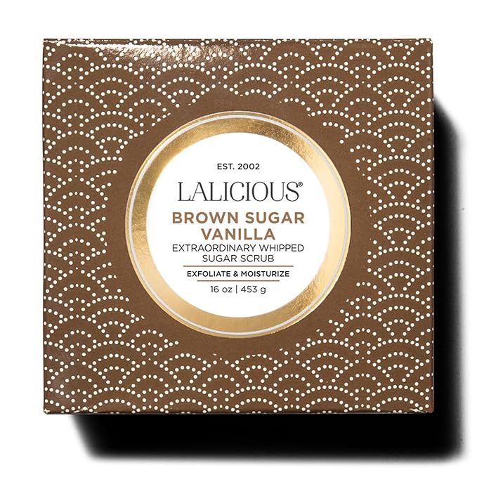 LALICIOUS Brown Sugar Vanilla Sugar Scrub, Exfoliating Body Scrub, Moisturizing Extraordinary Whipped Body Exfoliator, Gentle Exfoliating Body Scrubber Exfoliator for Radiant Skin, No Parabens - 16oz-VivaGrace Women