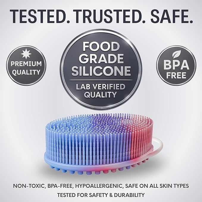 Avilana Silicone Body Scrubber – Gentle Shower Brush & Loofah Alternative- Food Grade & Lab Tested – Fast-Drying, Hygienic, BPA-Free Silicone Body Gentle Exfoliator (Marbled, Massage)-VivaGrace Women