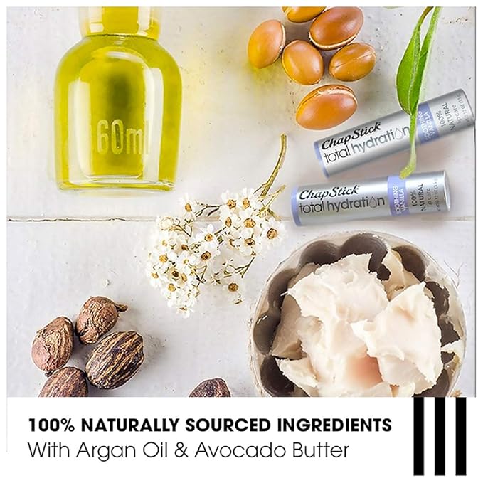 ChapStick Total Hydration Soothing Vanilla Moisturizing Lip Balm Tube, Lip Care with Argan Oil - 0.12 Oz-VivaGrace Women