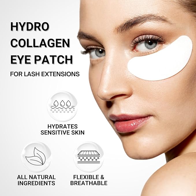Hydro Collagen Gel Patch for Lash Extension, Under Eye Patch for Lash Lift, Lint Free, Made in Korea, 10 Pairs (20 Pads)-VivaGrace Women