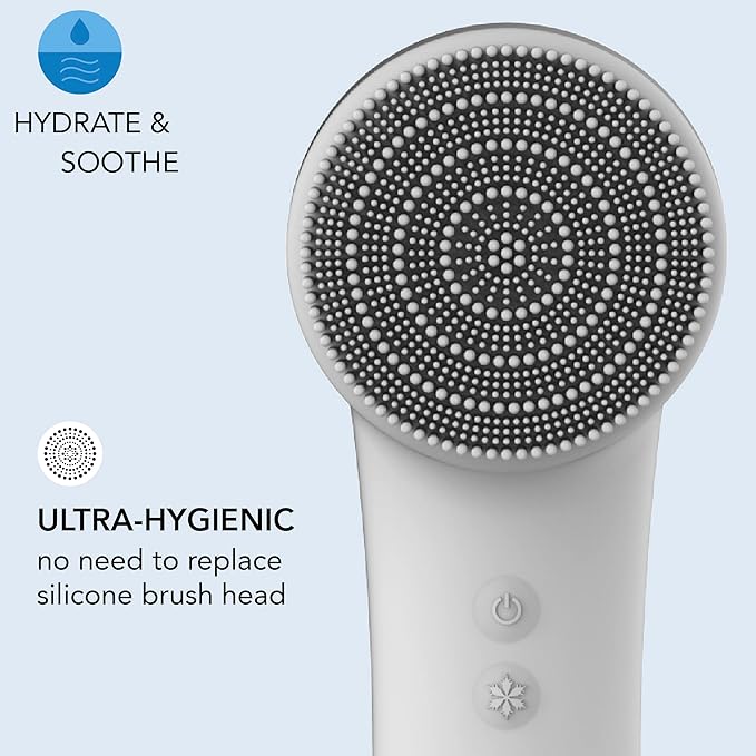skn by conair Cryotherapy Advanced Facial Cleansing Brush, Featuring Ultra-Hygienic Silicone Brush Head and Cool Plate to Help Soothe Inflammation and Reduce Puffiness-VivaGrace Women