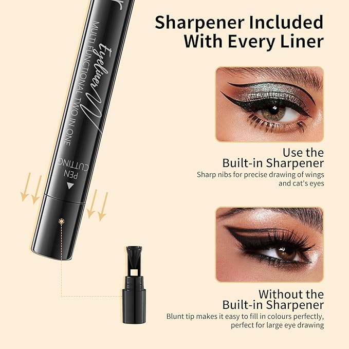 docolor Waterproof Black Eyeliner Liquid Pen and Black Eyeliner Gel Smudge-proof Gel Eye Liner Pencil, 2PCS