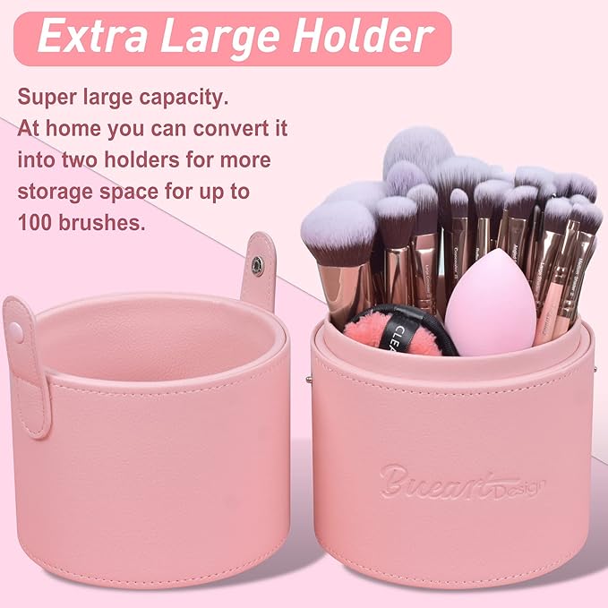 Bueart Design Labeled 30Pcs Professional Deluxe Makeup Brushes set with Extra large holder case for Foundation Face Blending Blush Concealers Eyeshadow-VivaGrace Women