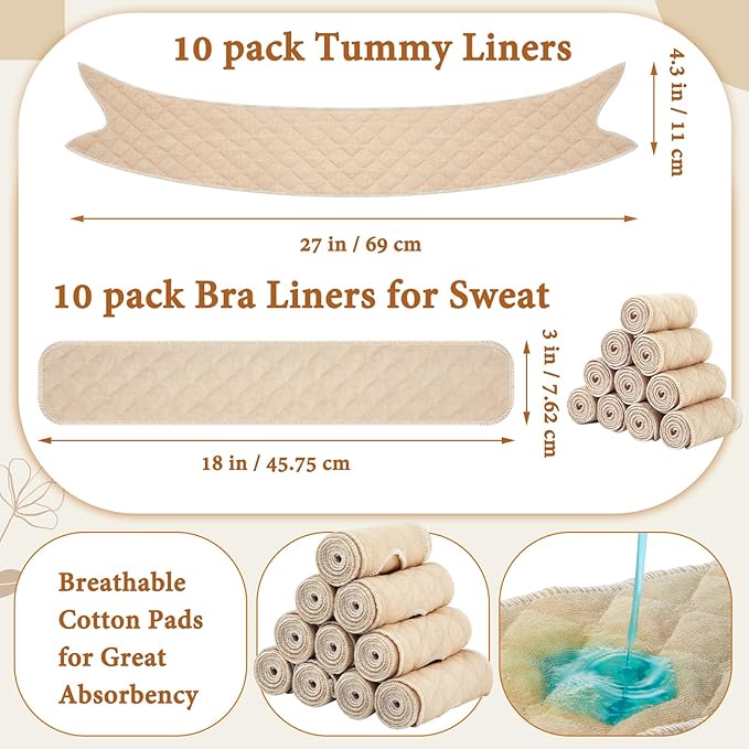 Cotton Tummy Liners and Bra Liners Set for Sweat Rash Skin Folds Plus Size Women Sweating Supplies-VivaGrace Women