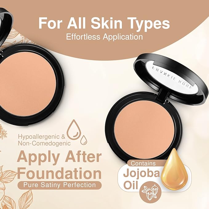 Frankie Rose Cosmetics Powder Foundation – Full Coverage Face Powder For Pores & Imperfections, Evens Out Skin Tone & Shine-Control | 58 Grams (Vintage)-VivaGrace Women