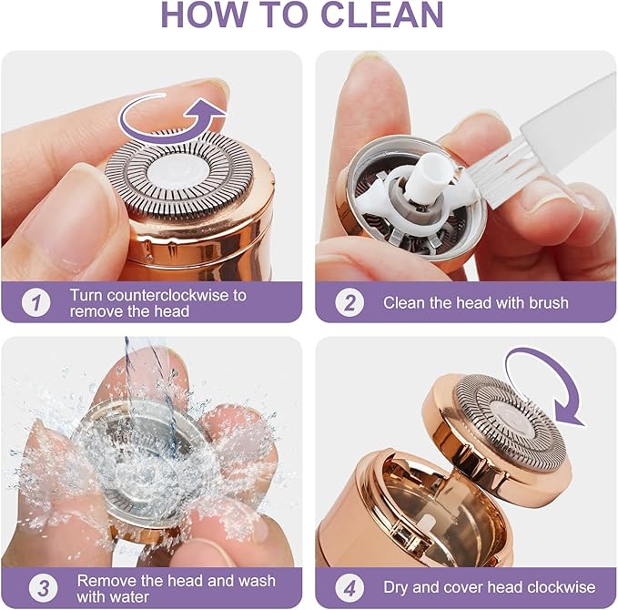 Facial Hair Remover for Women, Painless Rechargeable Hair Removal Device, Comes with 2 Replacement Heads, Portable Electric Shaver/Razors for Face, Chin, Upper Lip, arms (Cinnamon)-VivaGrace Women