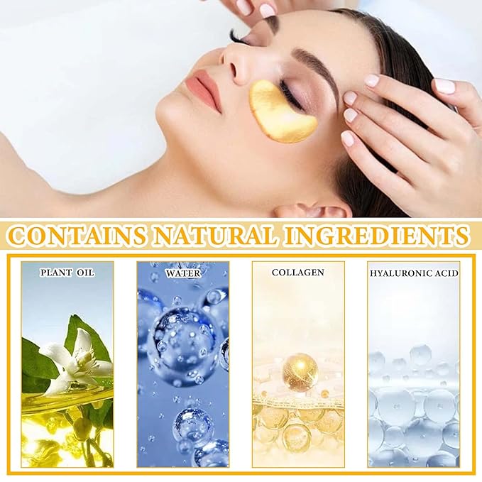 30 Pairs 24K Gold Eye Pads Under Eye Mask,Collagen Crystal Under Eye Patches Moisturizing Eye Gel Pads,Under Eye Masks for Wrinkles,Puffy Eyes & Dark Circles,Eye Patch for Beauty Eye Care-VivaGrace Women