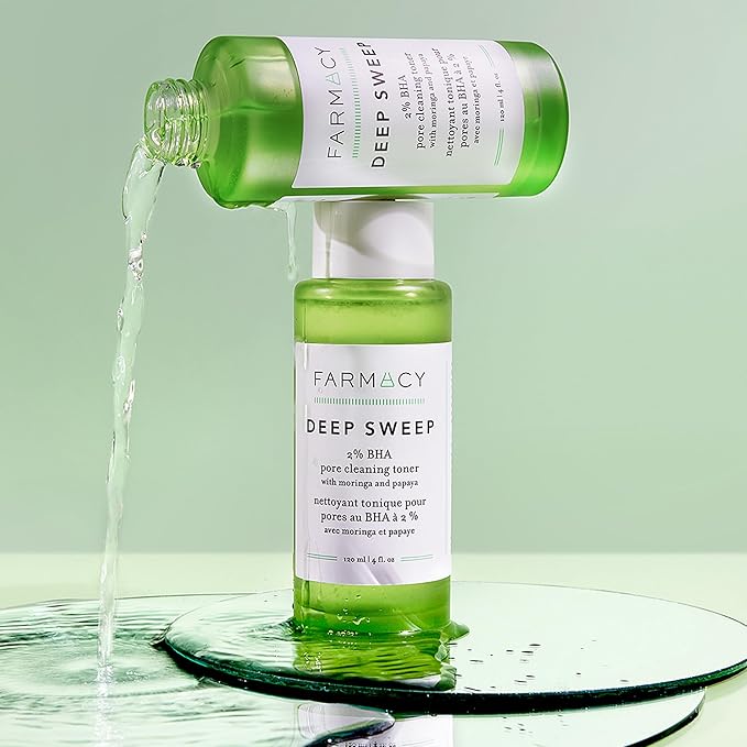 Farmacy 2% Salicylic Acid Toner for Face - Deep Sweep Gentle BHA Exfoliant for Oily Skin - Refines Texture with Papaya Enzymes & Moringa Water for a Healthy-Looking Complexion (100ml)-VivaGrace Women