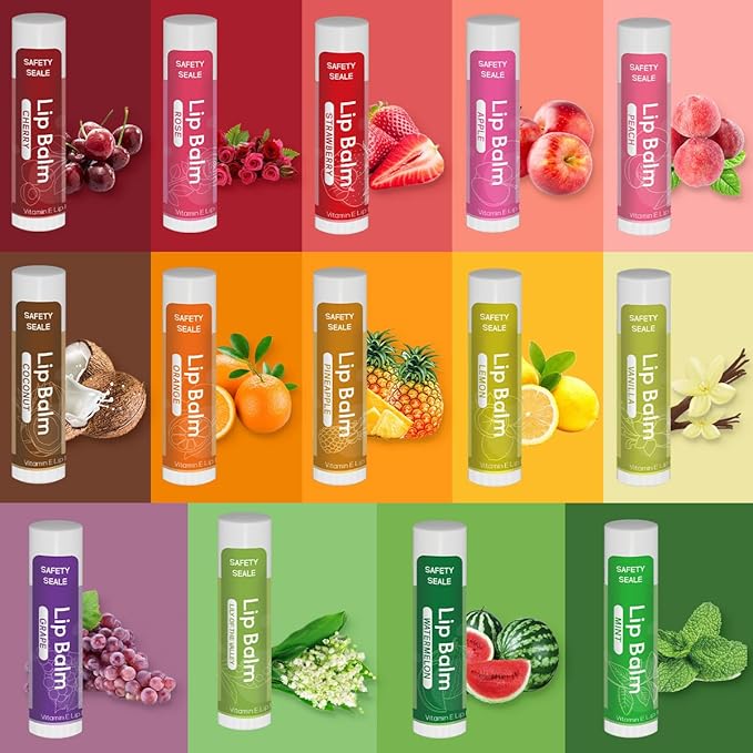 84 Pack Natural Lip Balm Bulk with Vitamin E and Coconut Oil Valentine's Day best choice- Moisturizing, Soothing, and Repairing Dry and Chapped Lips - 14 Flavors - Non-GMO-VivaGrace Women