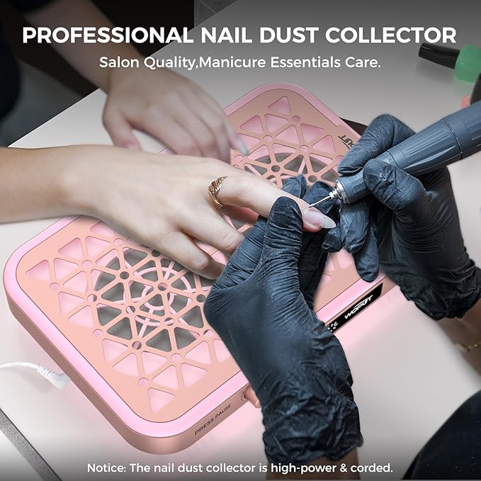 Professional Nail Dust Collector, 1600PA Portable Vacuum Fan Dust Collector with Disposable Filter Paper (30 Pcs) for Nail Polishing & Manicure Pedicure, Low Noise, Nail Salon & Home - Pink-VivaGrace Women