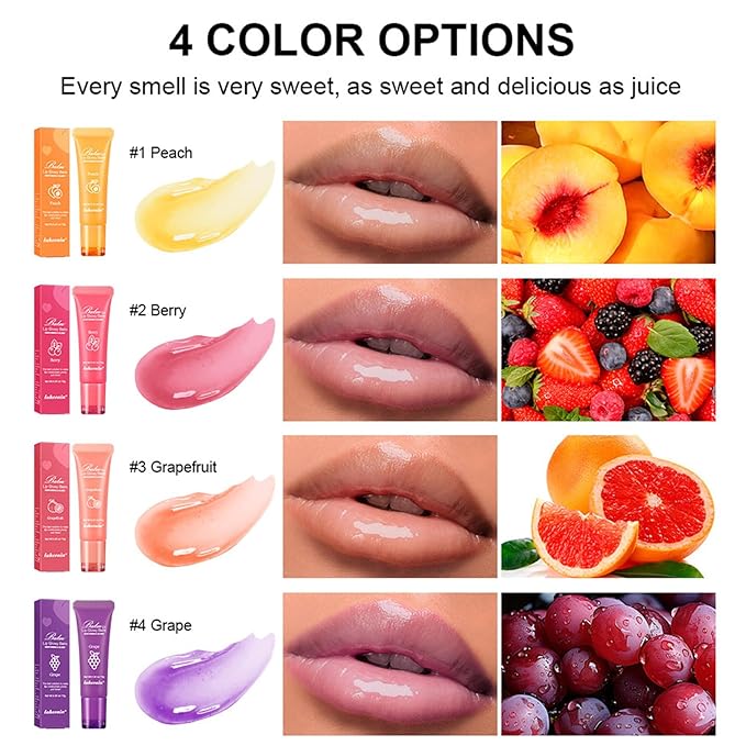 Lip Glowy Balm Hydrating Sleeping Lip Mask, Shine Glossy Finish Lip Oil - Reduce Lip Lines, Enhance Lip Color, Moisturizing & Plump Dry Chapped Lips Care Non-Sticky Lip Balm (#3 Grapefruit)-VivaGrace Women