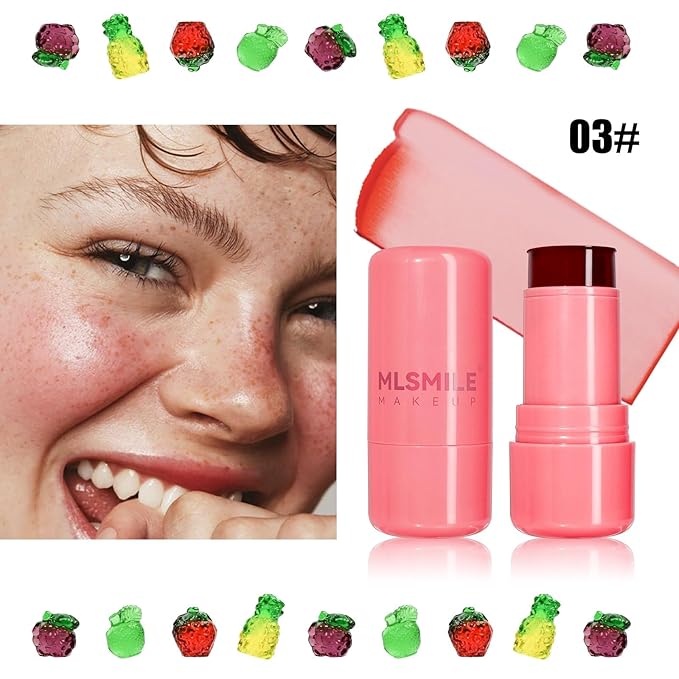 Milk Jelly Blush, Sheer Lip & Cheek Stain, Milk Cooling Water Jelly Tint, Buildable Watercolor Finish, Long Lasting Milk Jelly Blush Stick, Face Blushes, Lip Gloss for All Skin Tones, 03-VivaGrace Women
