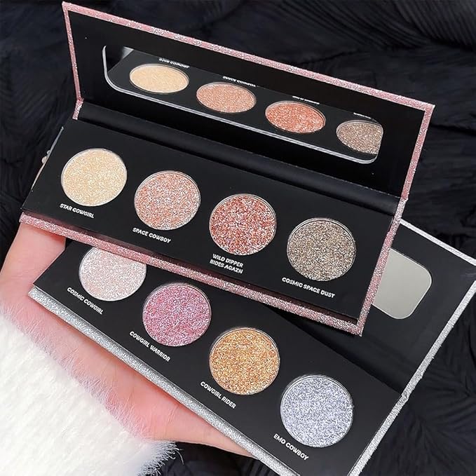 4 Colors Highlight Pink-Purple Eyeshadow Palette, SHANY Cosmetics Shimmer Eyeshadow Palette, Cruelty-Free and Vegan Formula, Glitter Shimmer Eyeshadow for Professional Makeup