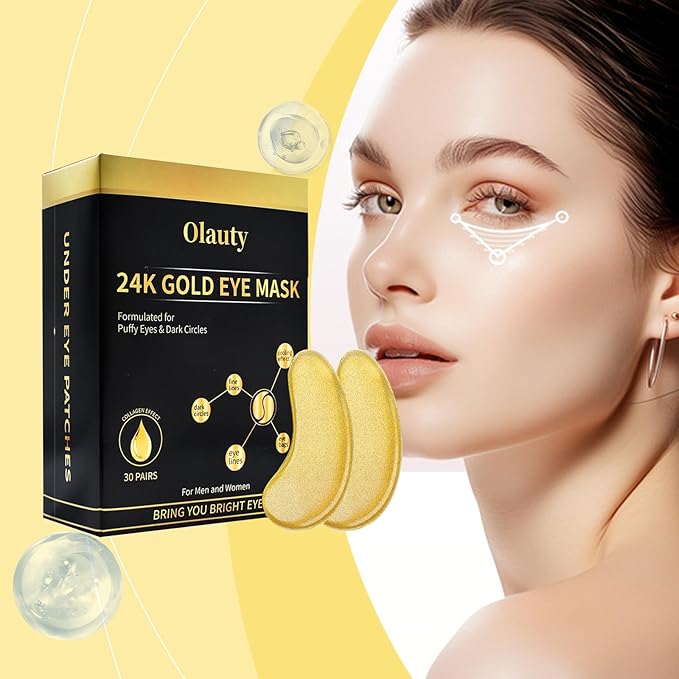 24K Gold Under Eye Patches,Black Box Collagen Anti-Aging Moisturize Under Eye Mask,Reducing Fine and Lines Dark Circleeye Patches,Gel Eye Masks Beauty & Personal Care-VivaGrace Women