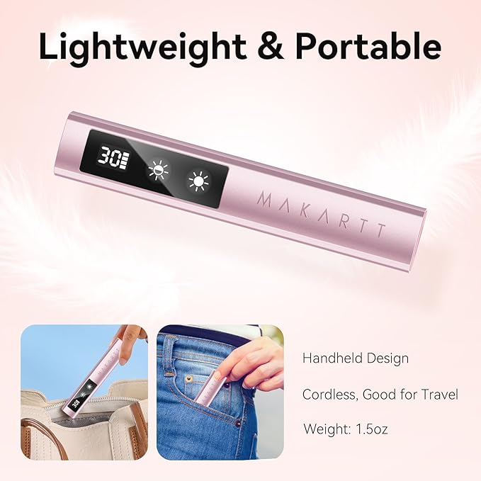 Makartt Handheld UV Nail Lamp with Painless Mode: Portable Flash Cure Lamp for Fast Curing Gel Polish Nails Tips & Glue Rechargeable USB Nail Art Light with LCD 3 Timer for Home Salon Use-VivaGrace Women
