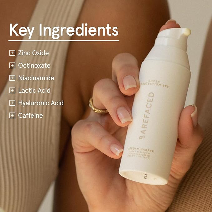 Barefaced Sheer Protection SPF 50+ – Broad-Spectrum Face Sunscreen for women with Zinc Oxide, Niacinamide & Hyaluronic Acid – Oil-Free UV Protection, Hydration & Anti-Aging with Universal Tint (60ml)-VivaGrace Women