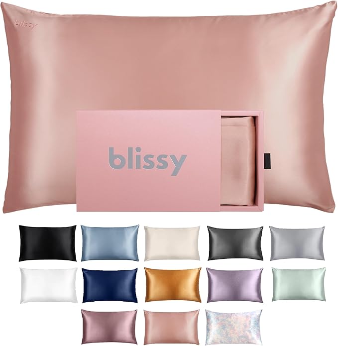 Blissy Silk Pillowcase - 100% Pure Mulberry Silk - 22 Momme 6A High-Grade Fibers - Silk Pillow Cover for Hair & Skin - Regular, Queen & King (Rose Gold, King)-VivaGrace Women