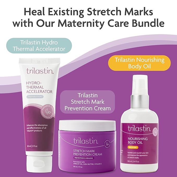 TriLASTIN Maternity Stretch Mark Cream for Pregnancy - 4 fl oz - Paraben-Free & Hypoallergenic - Prevents Stretch Marks & Improves Elasticity - Shea Butter & Belly Cream for Pregnant Women-VivaGrace Women