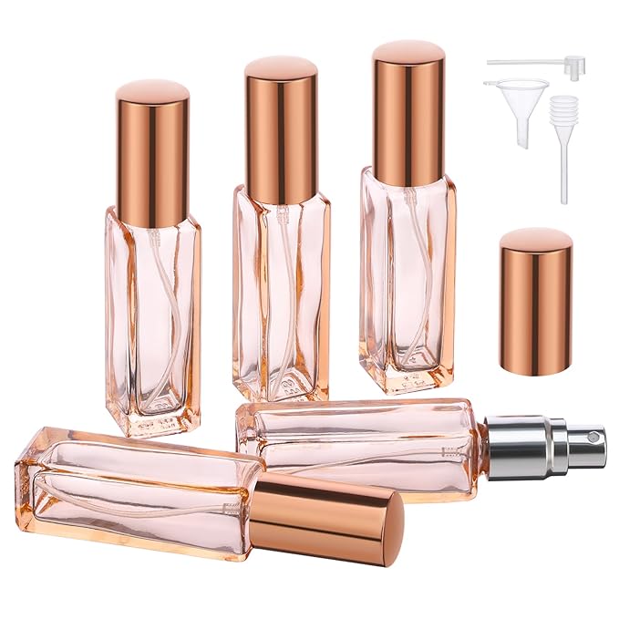 Segbeauty Portable Mini Perfume Atomizer Bottle, 5pcs Empty Refillable Cologne Spray Bottles, 10ML Small Travel Glass Perfume Bottle Fine Mist Sprayer Scent Pump Case for Cologne Fragrance-VivaGrace Women