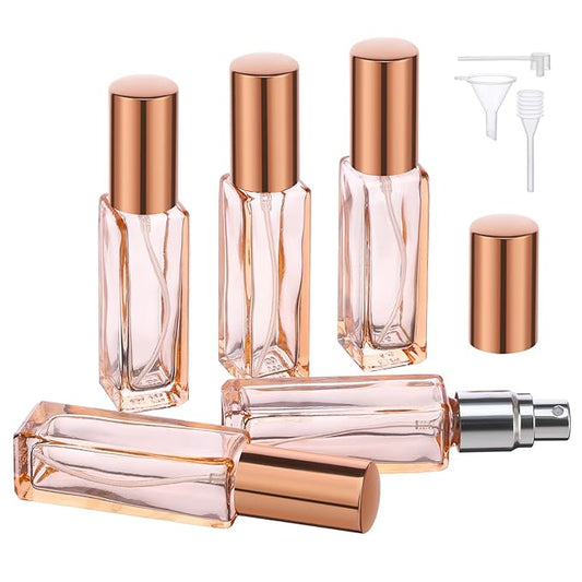 Segbeauty Portable Mini Perfume Atomizer Bottle, 5pcs Empty Refillable Cologne Spray Bottles, 10ML Small Travel Glass Perfume Bottle Fine Mist Sprayer Scent Pump Case for Cologne Fragrance-VivaGrace Women