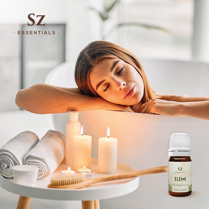 Elemi Essential Oil (Canarium Luzonicum) - 100% Pure and Undiluted - Fresh, Citrusy & Spicy Scent with Subtle Balsamic and Peppery Undertones - Therapeutic Grade & Vegan -0.17 oz (5ml)-VivaGrace Women