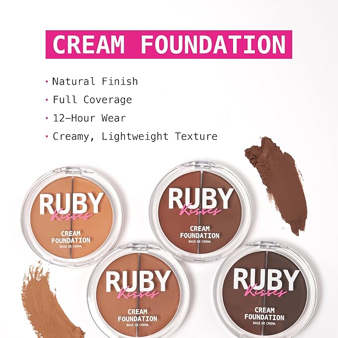 Ruby Kisses 3D Face Creator Cream Foundation & Concealer, 12 Hours Long Lasting, Medium to Full Coverage, Non-Greasy, Ideal for Makeup & Contour Palette (Level 4)-VivaGrace Women