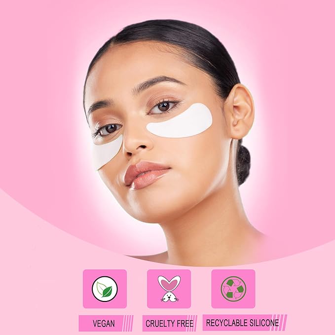 CCbeauty Reusable Under Eye Patches + Eye Cream Applicator Value Set | 100% Silicone Eye Gel Pads | Boost Hydration | Minimize Fine Lines + Wrinkles + Dark Circles | Storage Tin Included | White-VivaGrace Women