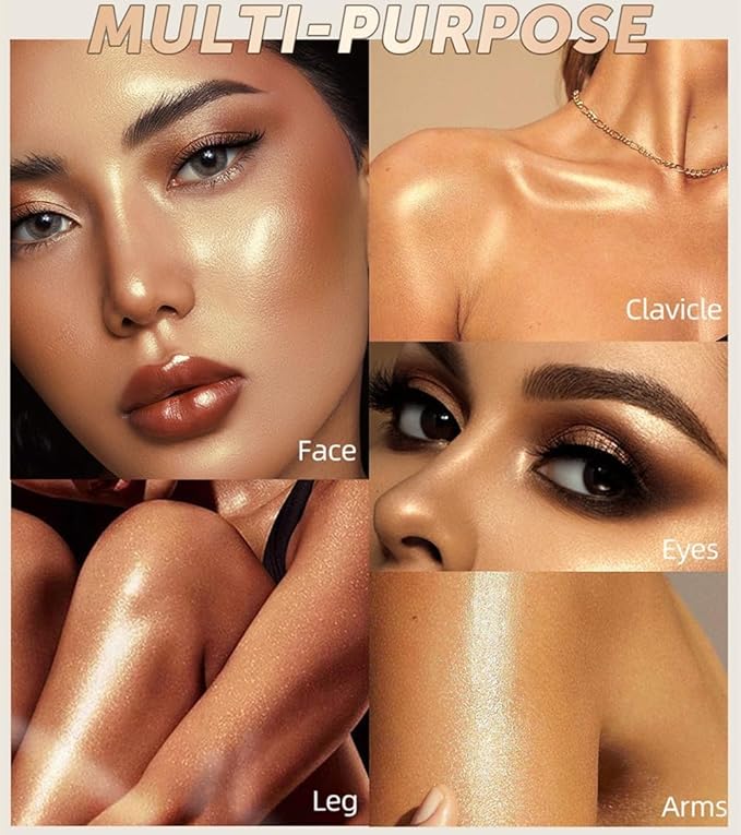 URQT Highly Pigmented Liquid Contour - Built-in Sponge Tip Sculpted Complexion Wand Contour Long Lasting Natural Buildable Highlighters Contour Contouring Bronzer (Contour+Blush+Highlighter)-VivaGrace Women