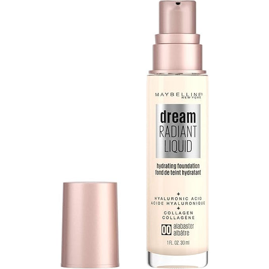 Maybelline New York Dream Radiant Liquid Medium Coverage Hydrating Makeup, Lightweight Foundation, Alabaster, 1 Fl Oz-VivaGrace Women