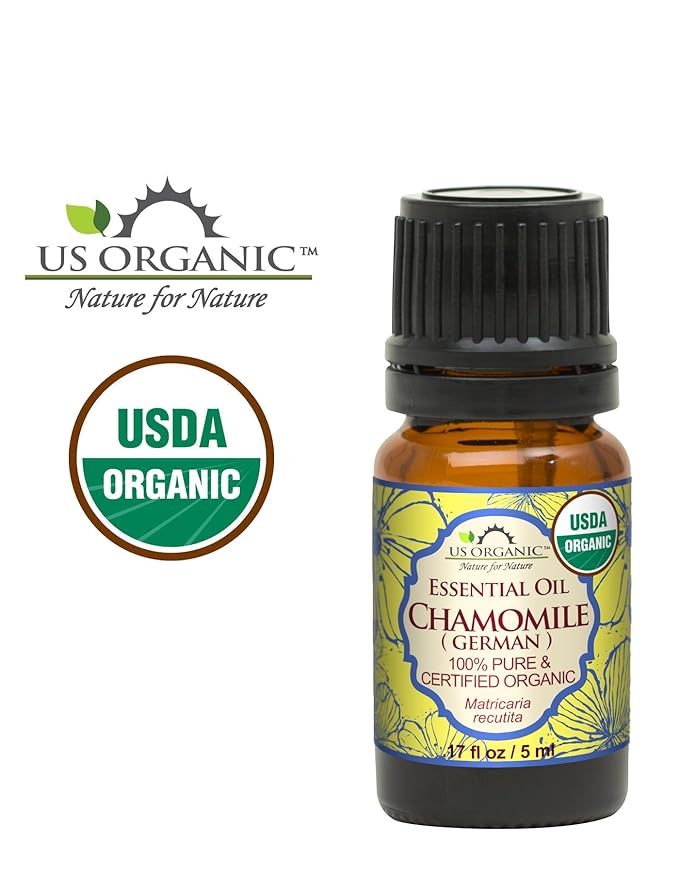 US Organic 100% Pure Blue Chamomile (German) Essential Oil - USDA Certified Organic, Steam Distilled - W/Euro Dropper (More Size Variations Available) (5 ml / 1/6 fl oz)-VivaGrace Women