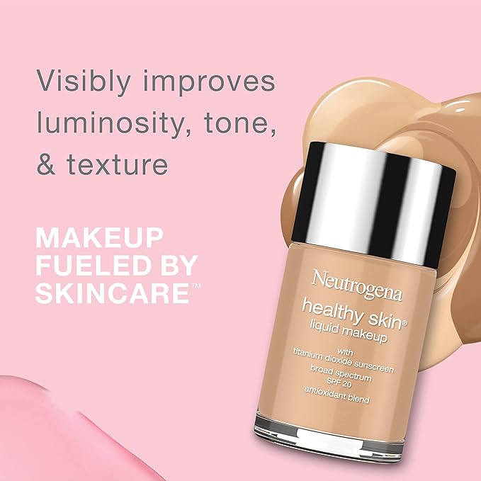 Neutrogena Healthy Skin Liquid Makeup Foundation, Broad Spectrum SPF 20 Sunscreen, Lightweight & Flawless Coverage Foundation with Antioxidant Vitamin E & Feverfew, 105 Caramel, 1 fl. oz-VivaGrace Women