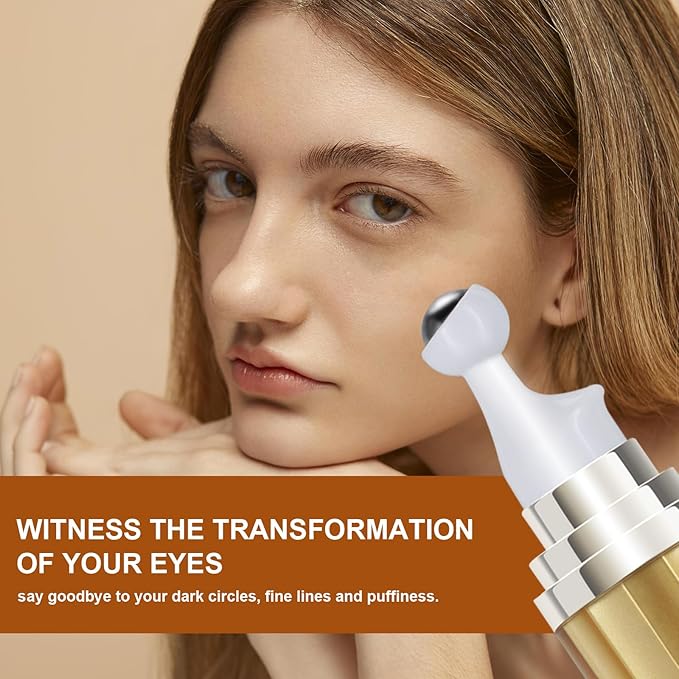 5% Caffeine Eye Serum With Roller For Dark Circles & Puffiness Bags Under Eye Treatment- Caffeine Eye Cream with 360° Massage Ball Roller For Anti Aging Wrinkles Fine Lines - Under eyes treatment-VivaGrace Women