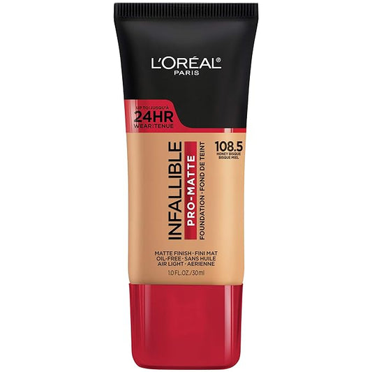 L'Oreal Paris Cosmetics Makeup Infallible Pro-Matte Liquid Longwear Foundation, Honey Bisque, 1 fl oz-VivaGrace Women