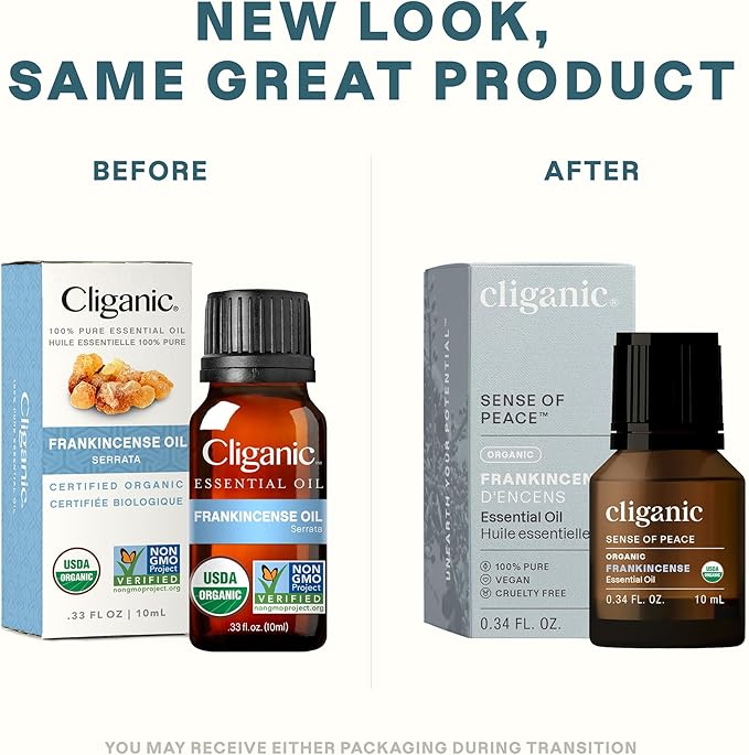 Cliganic Organic Frankincense Essential Oil - Boswellia Serrata, 100% Pure Natural Undiluted, for Aromatherapy | Non-GMO Verified (Packaging May Vary)-VivaGrace Women