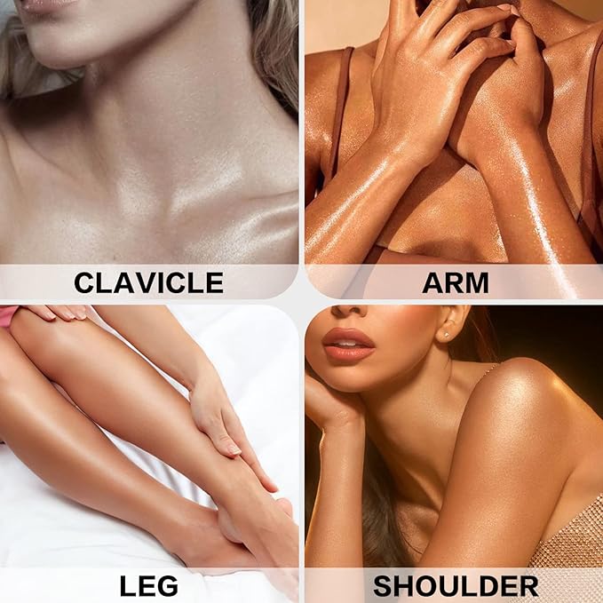 FOCALLURE Starfall Glowing Liquid Highlighter, Shimmering Body Oil, Non-Sticky Shimmer Liquid Luminizer, Non-Greasy, Face & Body Glitter Makeup for Costumes, Cosplay, Rave Festival, MOON CHILD-VivaGrace Women
