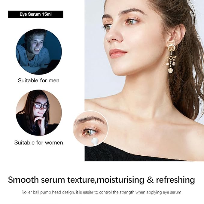 5% Caffeine Eye Serum,Caffeine Eye Cream with Massage Roller Ball,Under Eye Cream for Dark Circles,Puffiness,Under Eye Bags,Moisturizing Cream Eye Bags Fine Lines Wrinkle Treatment for Women and Men-VivaGrace Women