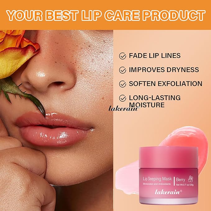 Lip Mask Sleeping,Nourish Hydrate Lip Mask,Lip Oil,Lip Balm, Lip Skin Care,Hydrating, Moisturizing Lip Lines Night Sleep Anti-chapped Lip Cream (Berry)-VivaGrace Women