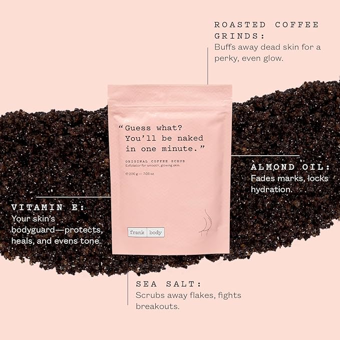 Frank Body Original Coffee Scrub, 7.05oz | Natural & Cruelty Free Exfoliating Body Scrub | Hydrating Vegan Scrub Skin Care For Stretch Marks, Acne, Cellulite | 1ct-VivaGrace Women