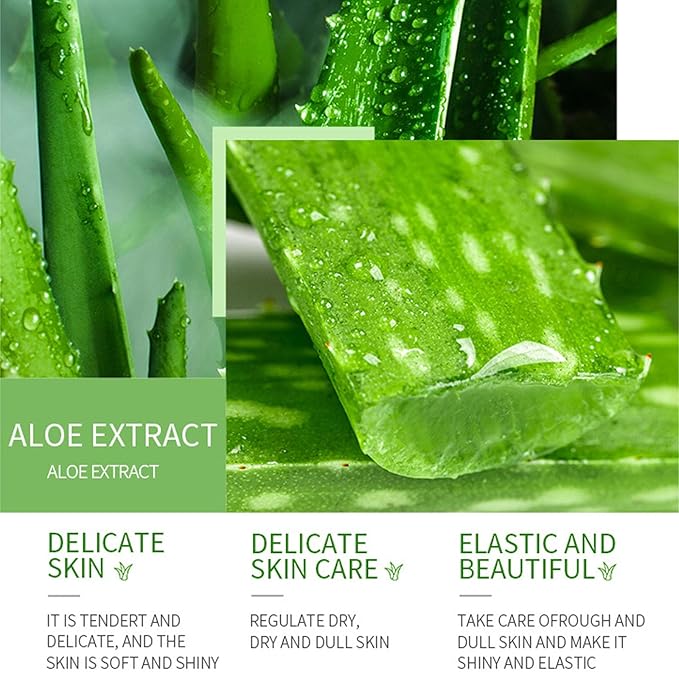 Aloe Vera Skin Care Sets & Kits, 4Pcs Moisturizing Face Care Set, Improve Rough Skin, Firming Skin and Reduce Fine Lines, Skincare Routine Set with Face Cream, Cleanser, Toner, Eye Cream-VivaGrace Women