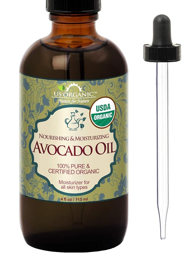 US Organic Avocado Oil Unrefined Virgin, USDA Certified Organic, 100% Pure & Natural, Cold Pressed, in Amber Glass Bottle w/Glass Eye dropper for Easy Application (4 oz (Large))-VivaGrace Women