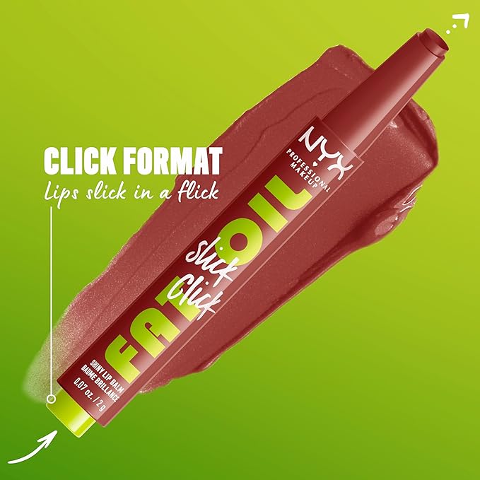 NYX PROFESSIONAL MAKEUP Fat Oil Slick Click, Lightweight, Buildable, Pigmented Vegan Lip Balm - Going Viral-VivaGrace Women