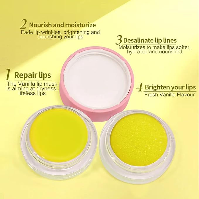 kukubird Lip Mask Overnight Hydrating Lip Balm Mask Exfoliating Lip Scrub Lip Care Treatment For Chapped and Cracked Lips-Vanilla-VivaGrace Women