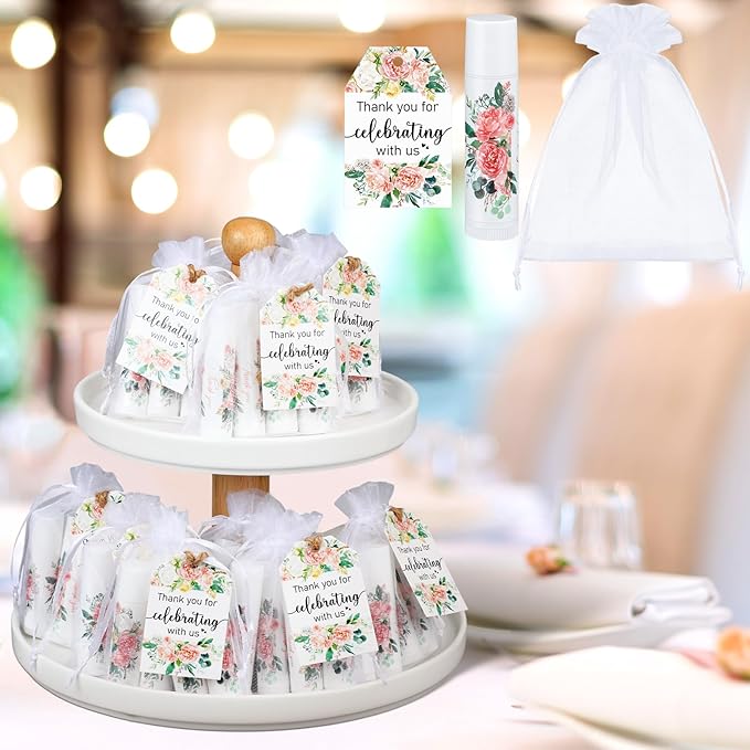100 Pack Thank You Gifts Lip Balm Bulk Party Supplies Employee Appreciation Gifts for Guests Wedding Bridal Shower Bachelorette Gifts Baby Shower Favors for Coworkers Women Homeless Nurse-VivaGrace Women