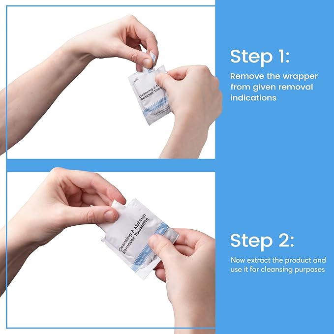 Cleansing & Makeup Remover Towelette with Vitamin E – Alcohol-Free Heavy Face Cleansing Wipes – Exfoliating Makeup Remover Wipes – Biodegradable & Eco Friendly Make up Remover Face Wipes - Pack of 250