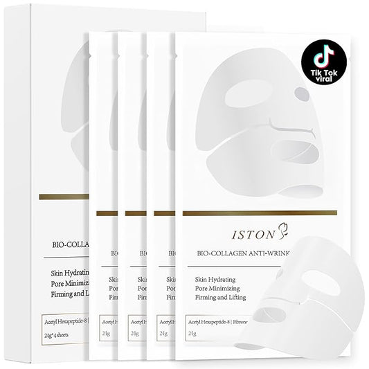ISTON 4 Pack Collagen Face Mask, Collagen Real Deep Anti Wrinkle Lifting Mask | Firming,Pore Minimizing | Overnight Hydrating Face Masks Skincare for Glass Skin |TikTok Trend Items Skin Care-VivaGrace Women