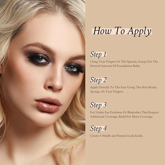 Foundation Balm, Matte Full Coverage Cream Foundation, Mature Skin Foundation, Creamy, Waterproof, Lightweight Face Makeup, 0.99 oz (CREAMY NATURAL)-VivaGrace Women