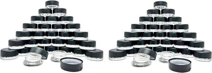 9ml Glass Concentrate Jars (Child Resistant) - Medicine Lip Balm Makeup (60), Clear-VivaGrace Women